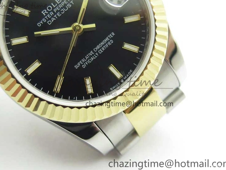 MiroTime 0203 WaterResistant Datejust 31mm 278273 SS YG BP Maker Best Edition Black Sticks Markers Dial on SS YG Oyster Bracelet 2718